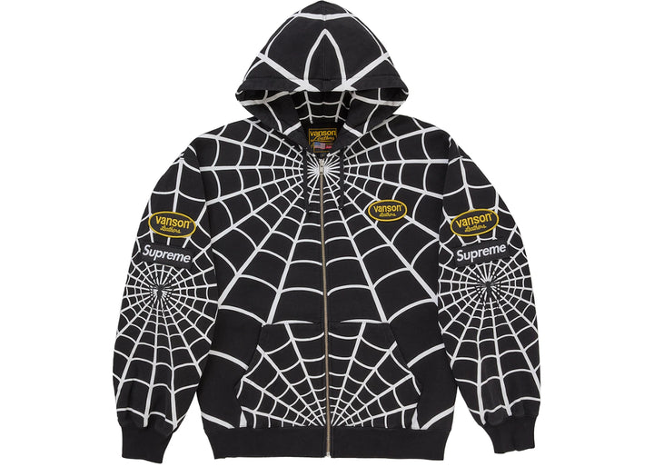 Supreme Vanson Leathers Spider-Man Zip Up Hooded Sweatshirt Black - Czarny - N-Hype