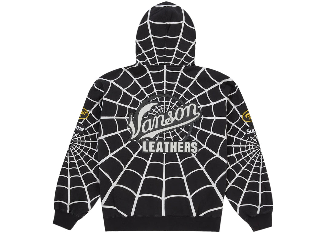 Supreme Vanson Leathers Spider-Man Zip Up Hooded Sweatshirt Black - Czarny - N-Hype