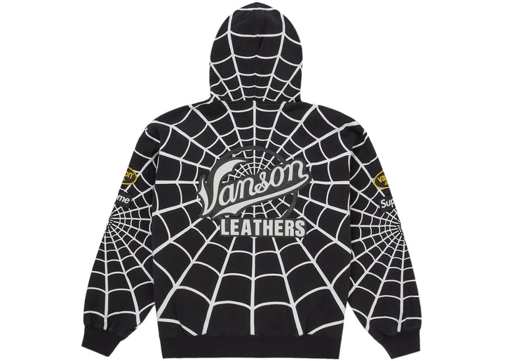 Supreme Vanson Leathers Spider-Man Zip Up Hooded Sweatshirt Black - Czarny - N-Hype