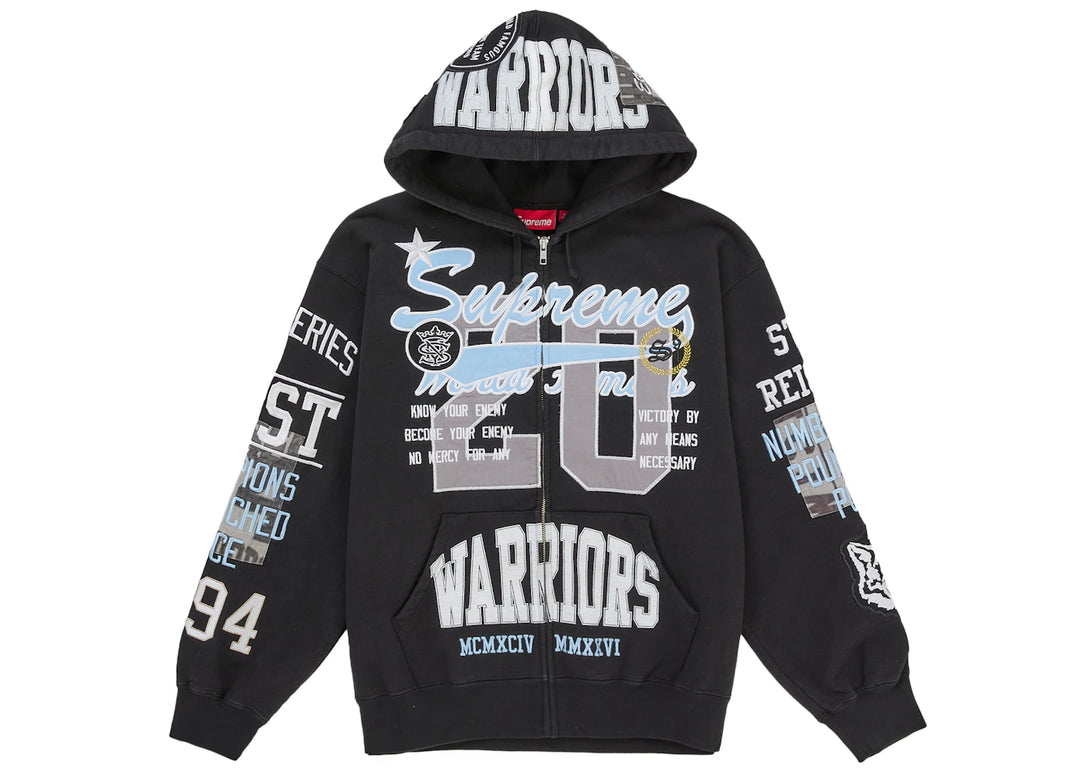 Supreme Warriors Applique Zip Up Hooded Sweatshirt Black - Czarny - N-Hype
