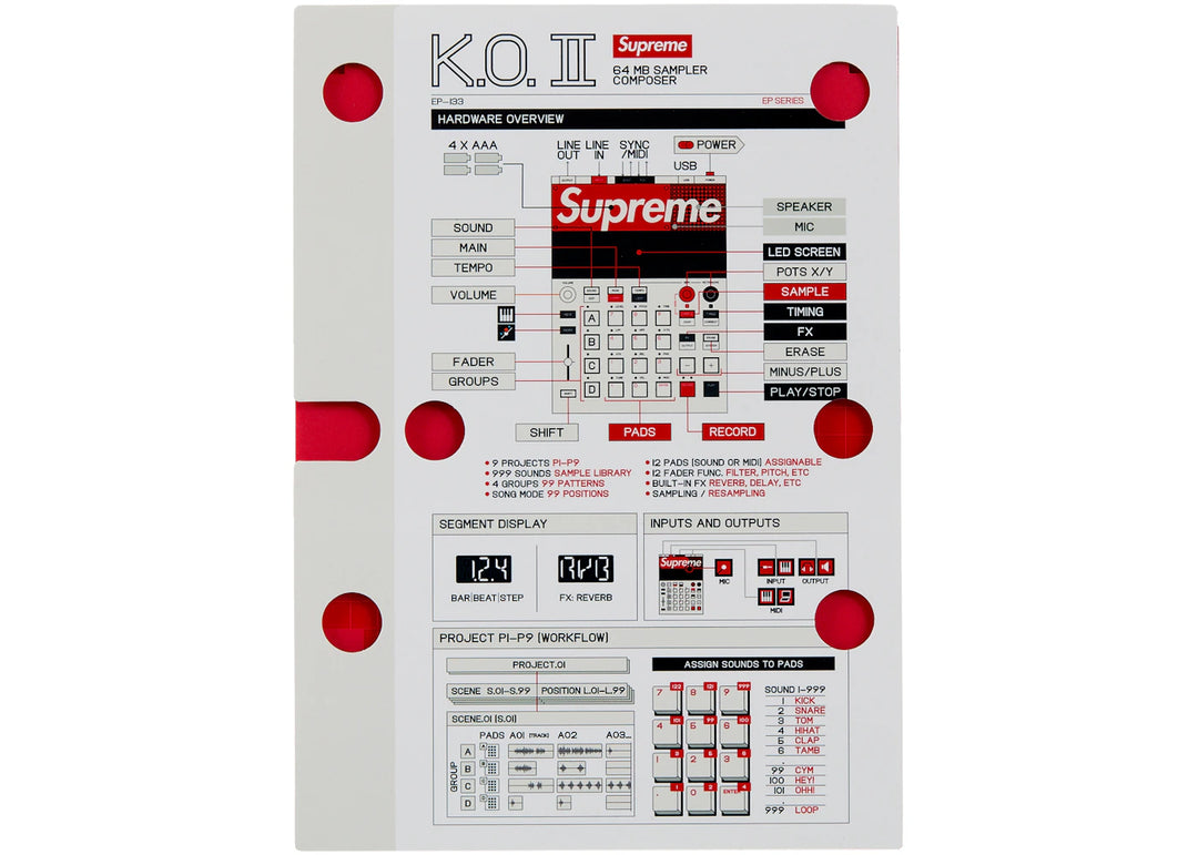 Supreme teenage engineering EP-133 K.O. II Sampler White - Biel - N-Hype