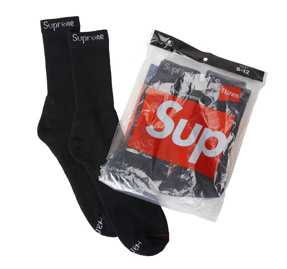 Supreme x Hanes Crew Socks 'Black' (Skarpetki) Lodz Polska