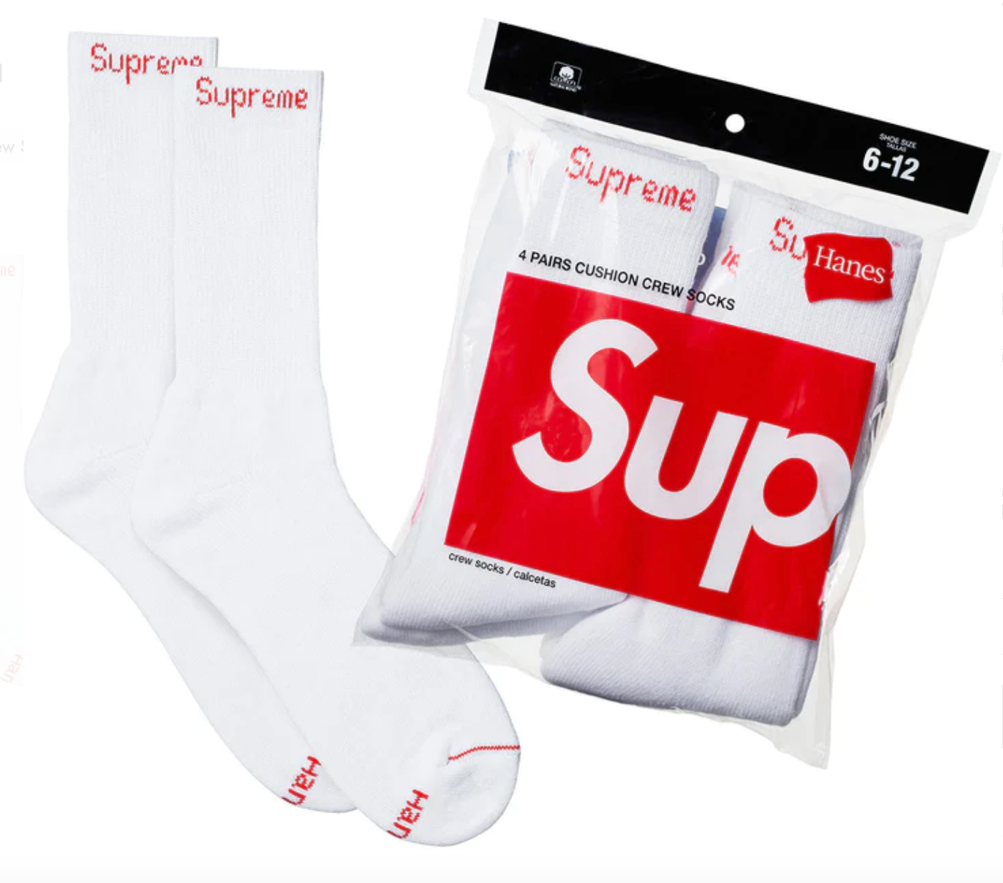 Supreme x Hanes Crew Socks 'White' (Skarpetki) Lodz Polska