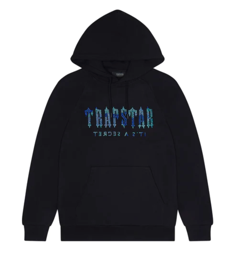 Trapstar Decoded Camo Crystal Hoodie Black Blue Showroom NHype Lodz Polska