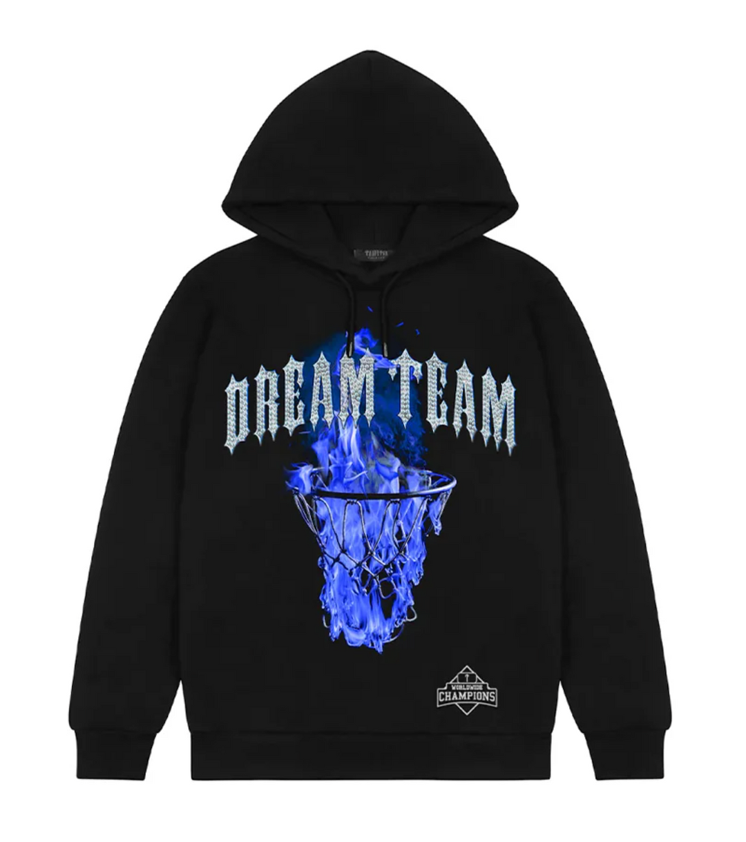 Trapstar Dream Team Hoodie Black Blue Przod Lodz Polska