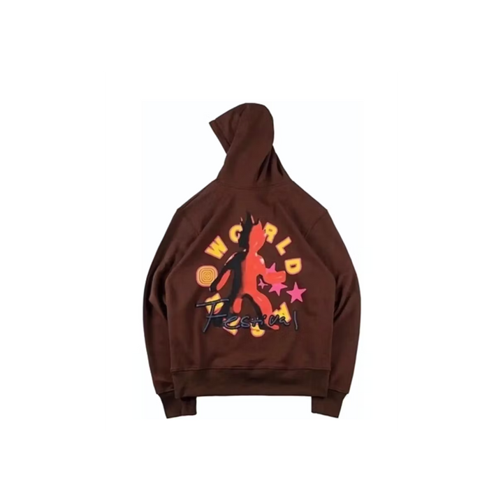 Travis Scott Astrofest Flame Guy Hoodie Brown