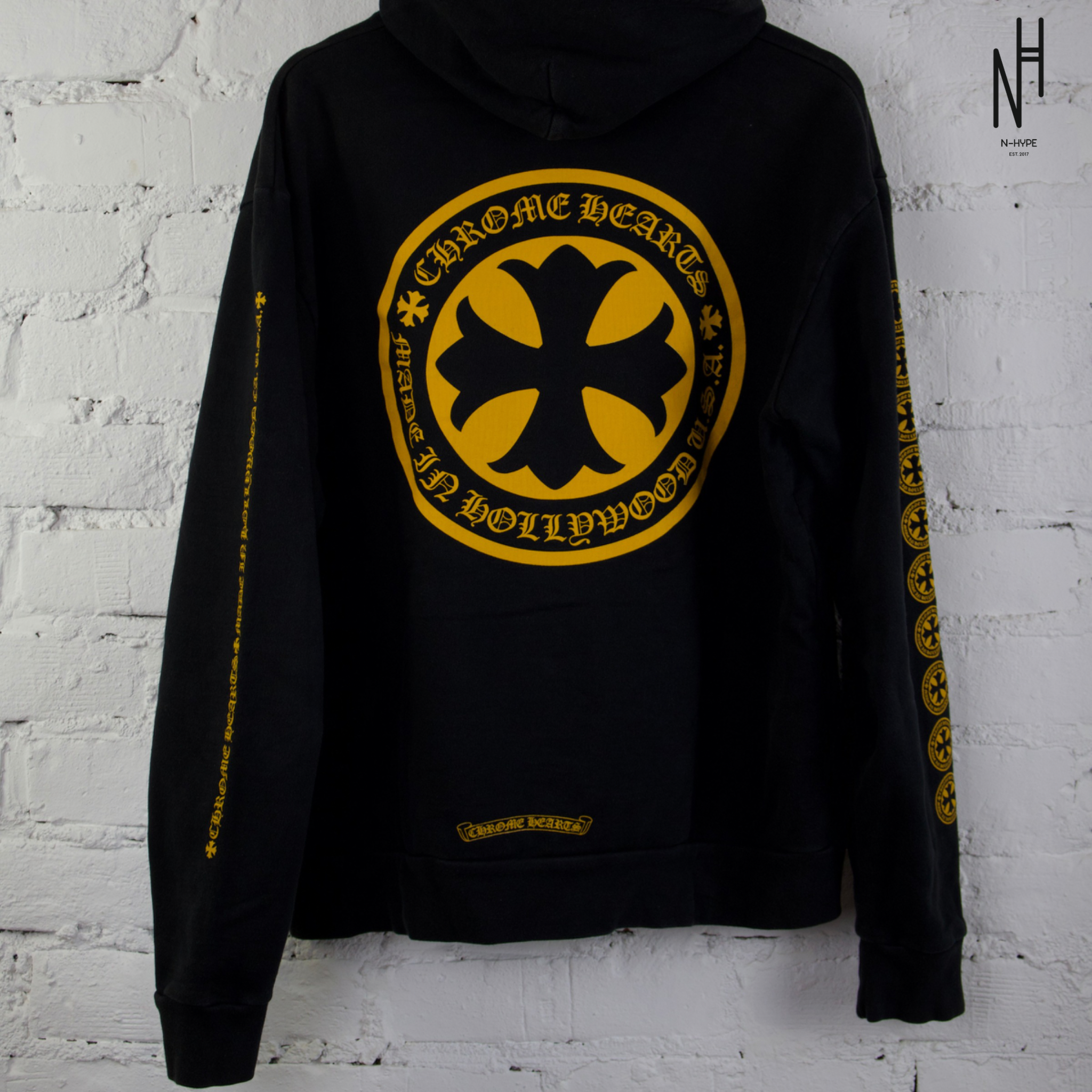 Chrome Hearts Plus Logo Pullover Hoodie Black/Yellow