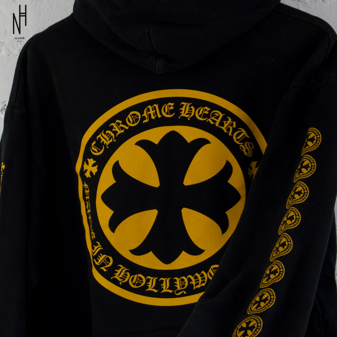 Chrome Hearts Plus Logo Pullover Hoodie Black/Yellow