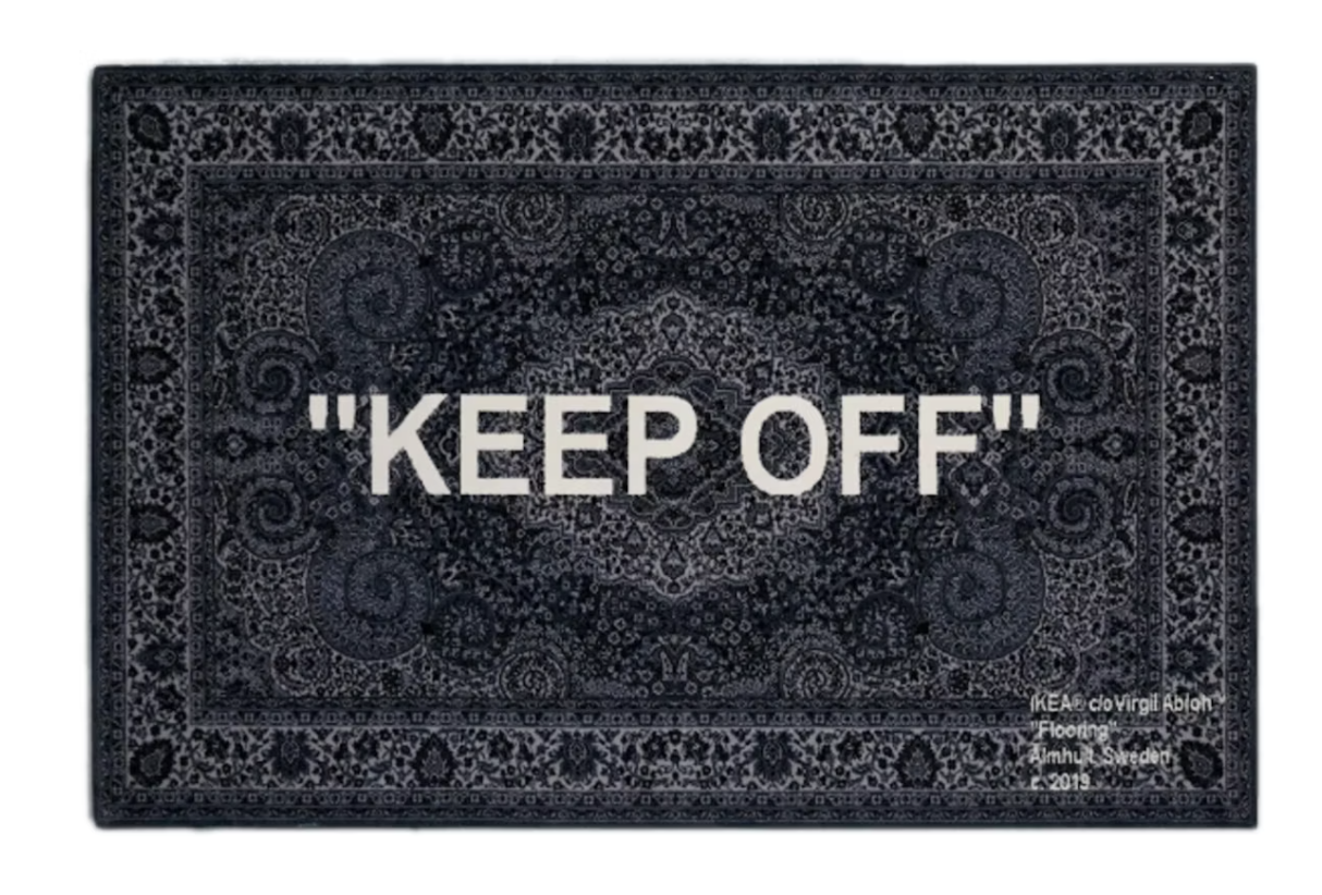 Virgil Abloh x IKEA Teppich „KEEP OFF“, 200 x 300 cm, Grau/Weiß