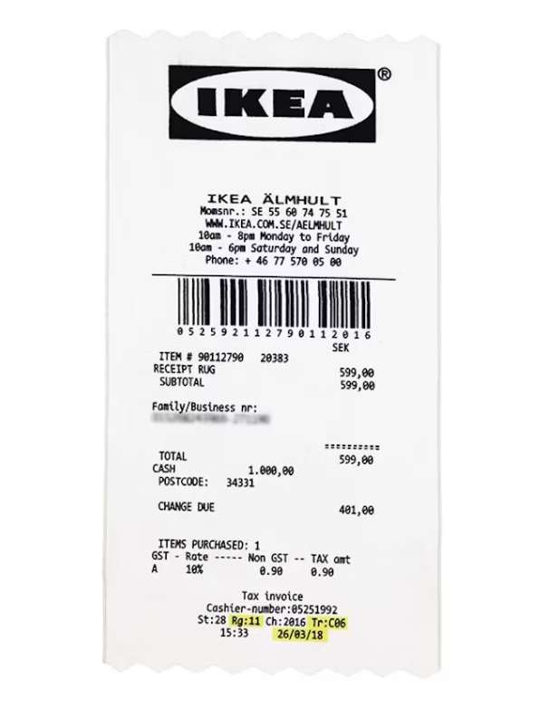 Virgil Abloh x IKEA MARKERAD "RECEIPT" Rug 201x89 CM White/Black Front Lodz Polska