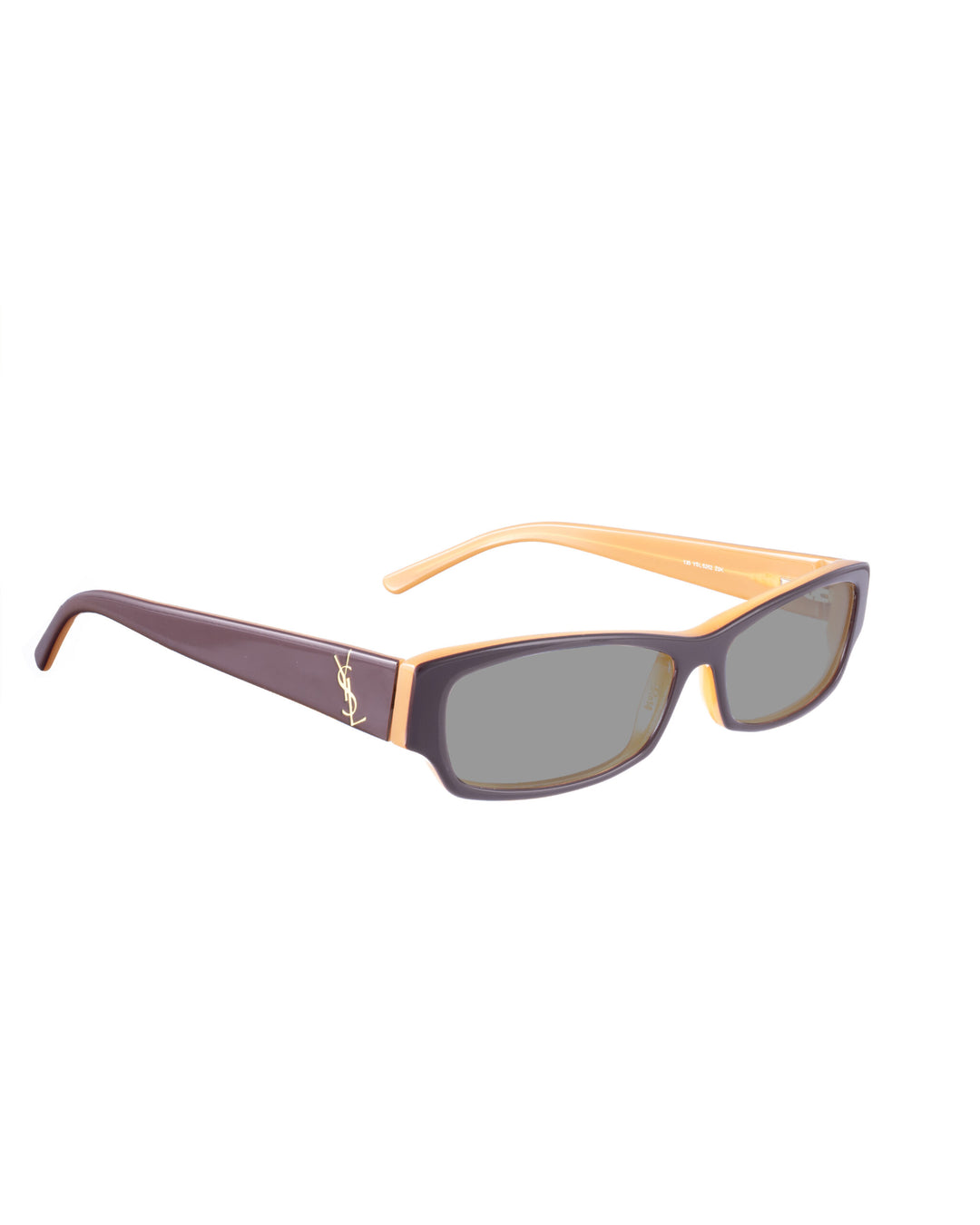 Yves Saint Laurent 00s Beige and Black Gold Logo Sunglasses