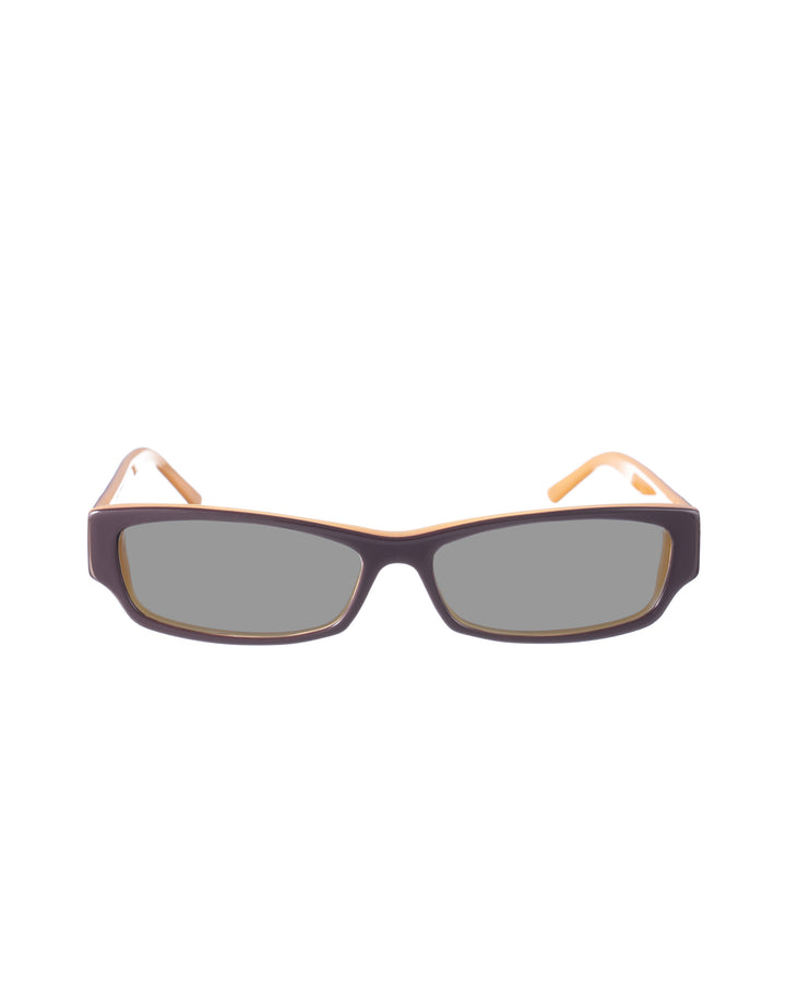 Yves Saint Laurent 00s Beige and Black Gold Logo Sunglasses