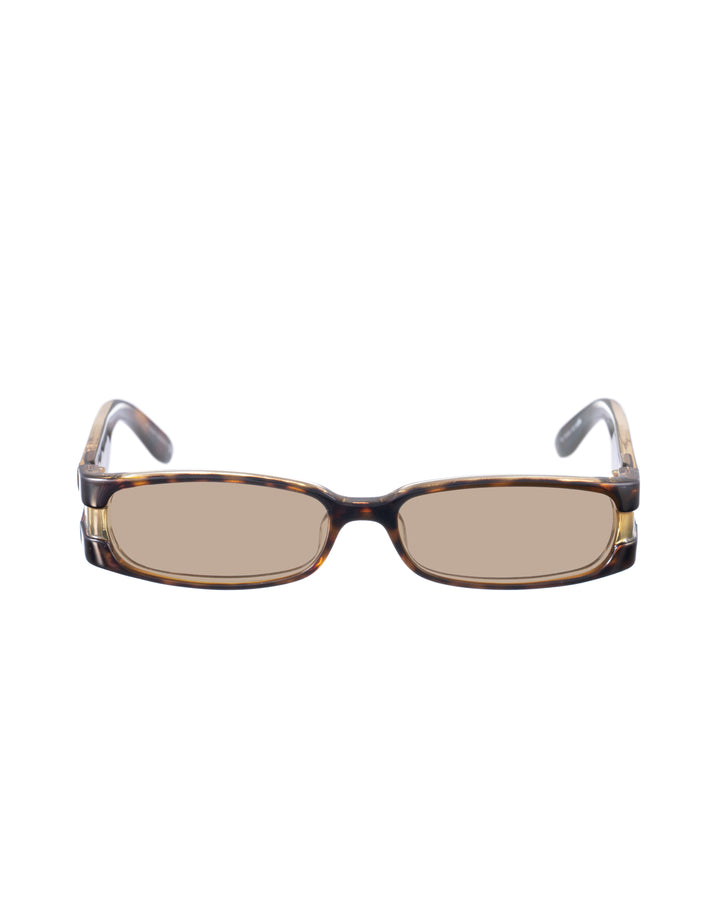 Yves Saint Laurent 00s Brown Havana and Clear Sunglasses with Brown Lenses