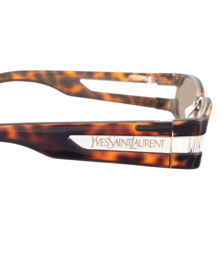 Yves Saint Laurent 00s Brown Havana and Clear Sunglasses with Brown Lenses
