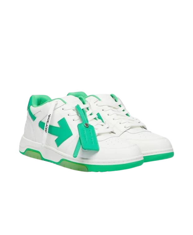 OFF-WHITE Out Of Office "OOO" Low Tops White Green