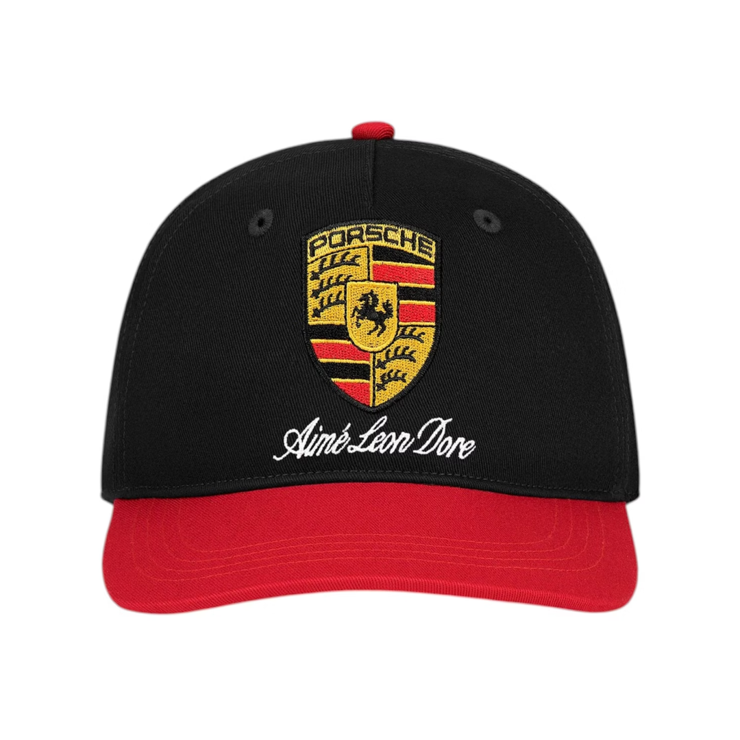 Aime Leon Dore x Porsche Colorblock Logo Hat Black Red N-Hype streetwear cap.