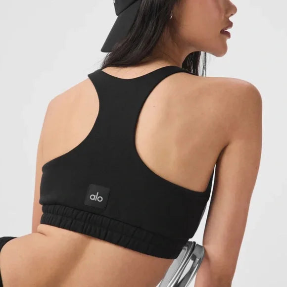 ALO YOGA Scoop Neck Sweatshirt Bra Black N-Hype sportowy top damski czarny