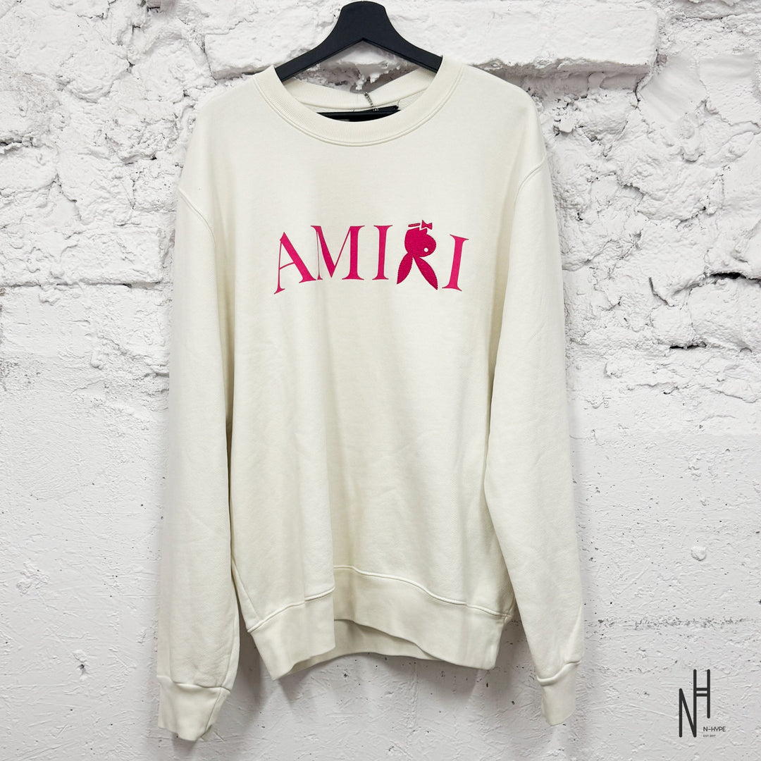 Amiri Playboy White & Pink Embroidered Logo Sweater - N-Hype