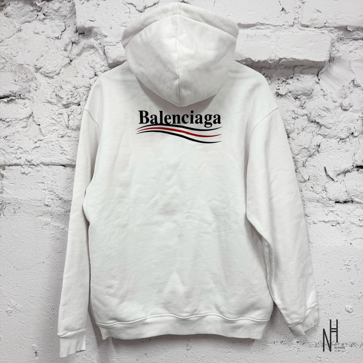 Balenciaga Campaign Logo Hoodie White - zdjęcie 2 - N-Hype
