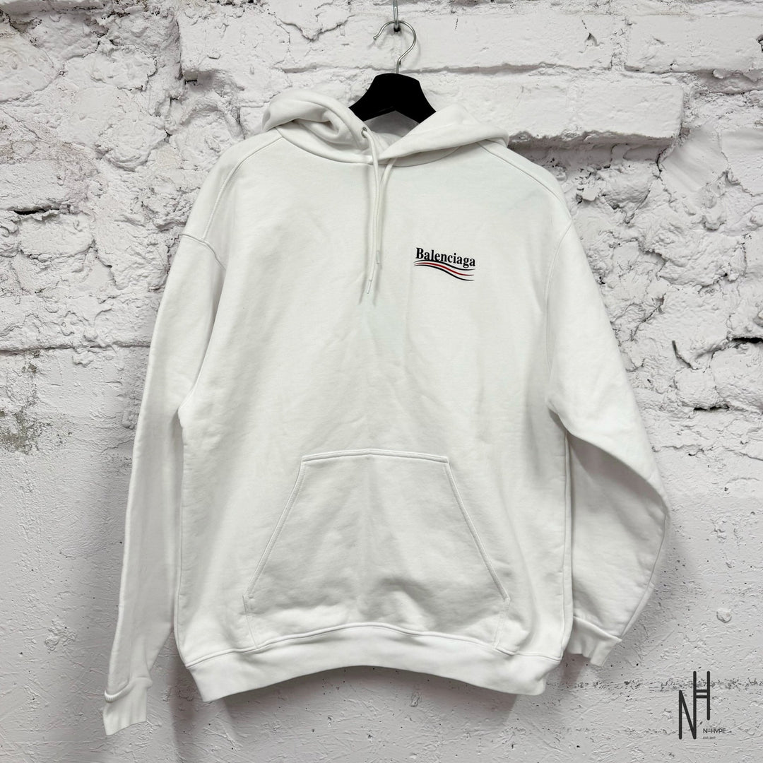 Balenciaga Campaign Logo Hoodie White - N-Hype