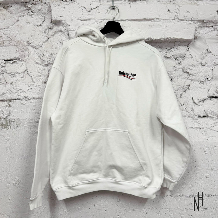 Balenciaga Campaign Logo Hoodie White - N-Hype