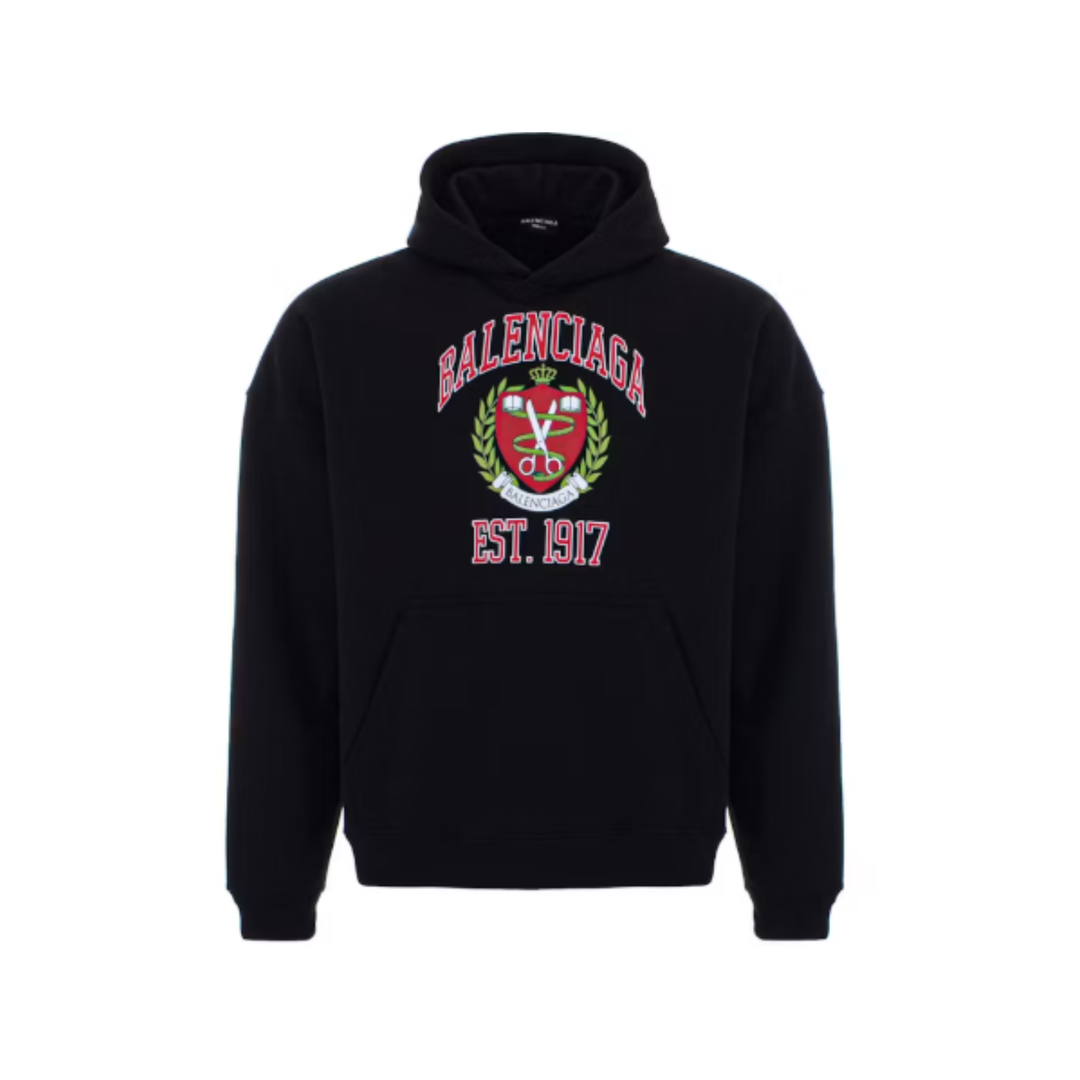 Balenciaga College Wide Fit Hoodie Black - N-Hype