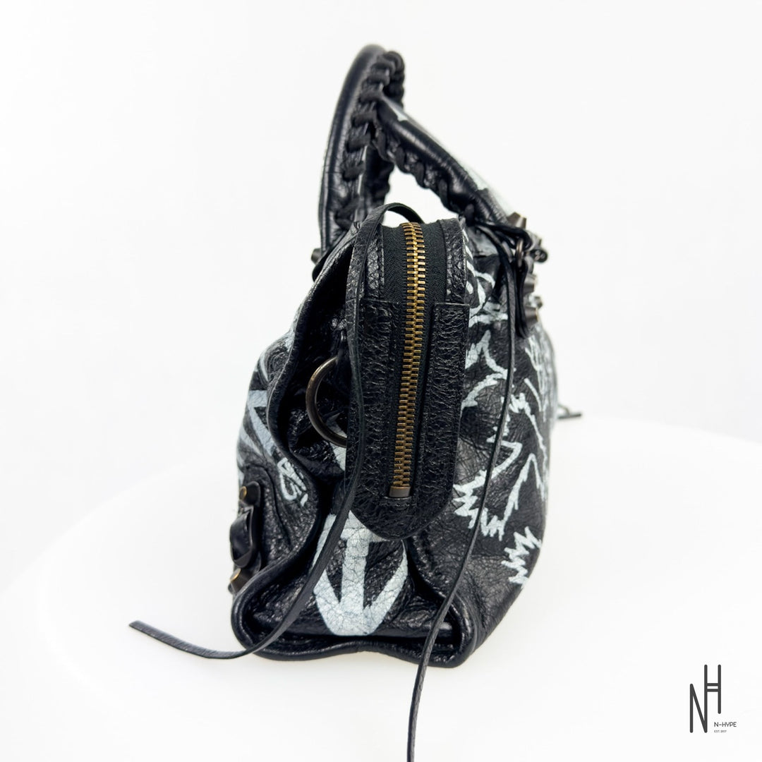 Balenciaga Small Classic City Graffiti Leather Shoulder Bag N-Hype.