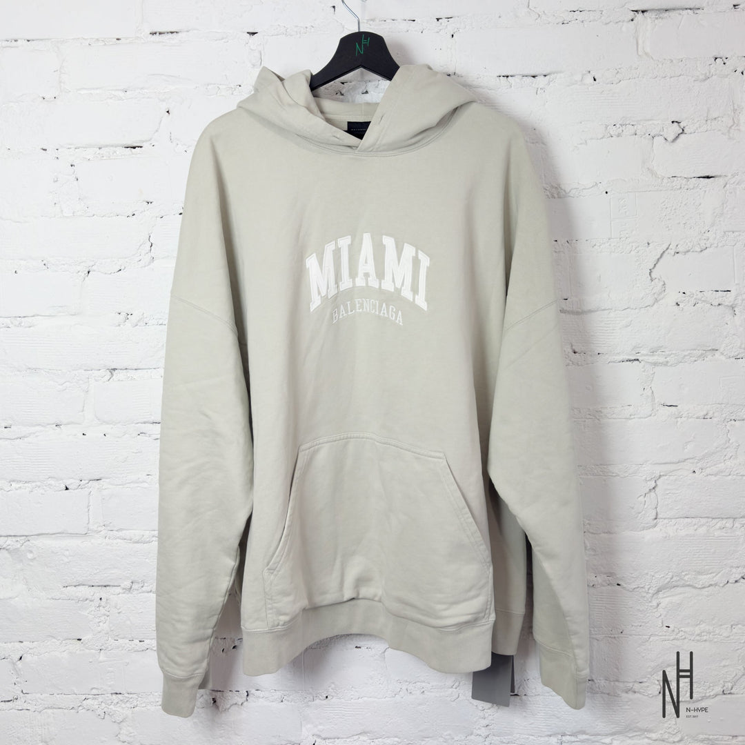 Balenciaga Wide Fit Miami Hoodie Shell White N-Hype streetwear hoodie.