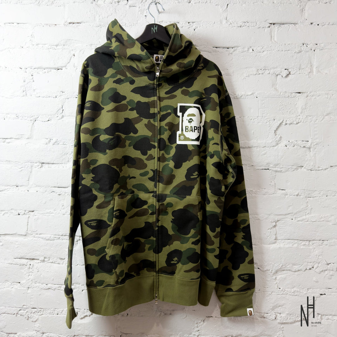 BAPE 1st Camo Bape Full Zip Hoodie Green męska N-Hype
