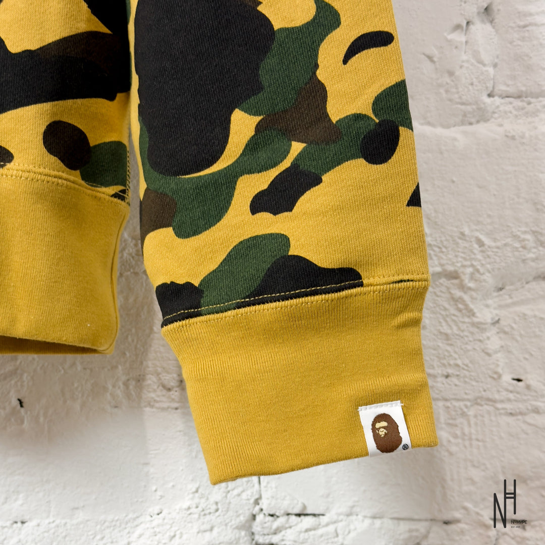 BAPE 1st Camo College Logo Pullover Hoodie Yellow N-Hype Streetwear Sweatshirt