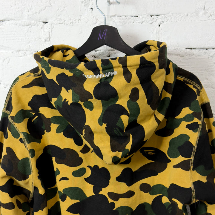 BAPE 1st Camo College Logo Pullover Hoodie Yellow N-Hype pulower z kapturem w kolorze żółtym