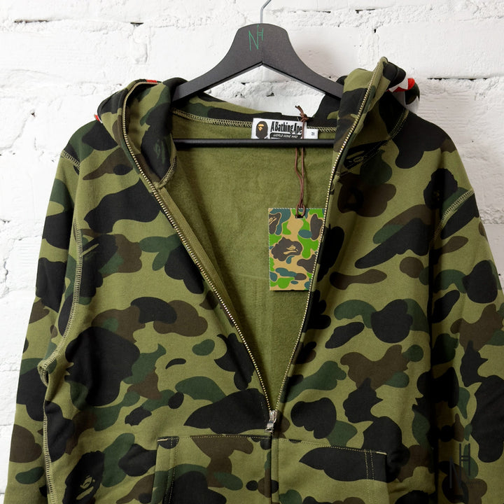 BAPE 1ST Camo Shark Full Zip Hoodie Green męska N-Hype