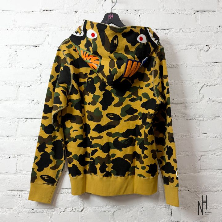 BAPE 1st Camo Shark Full Zip Hoodie Yellow N-Hype streetwear hoodie.