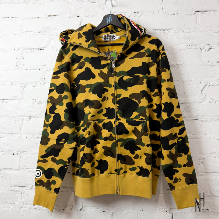 BAPE 1st Camo Shark Full Zip Hoodie Yellow N-Hype streetwear