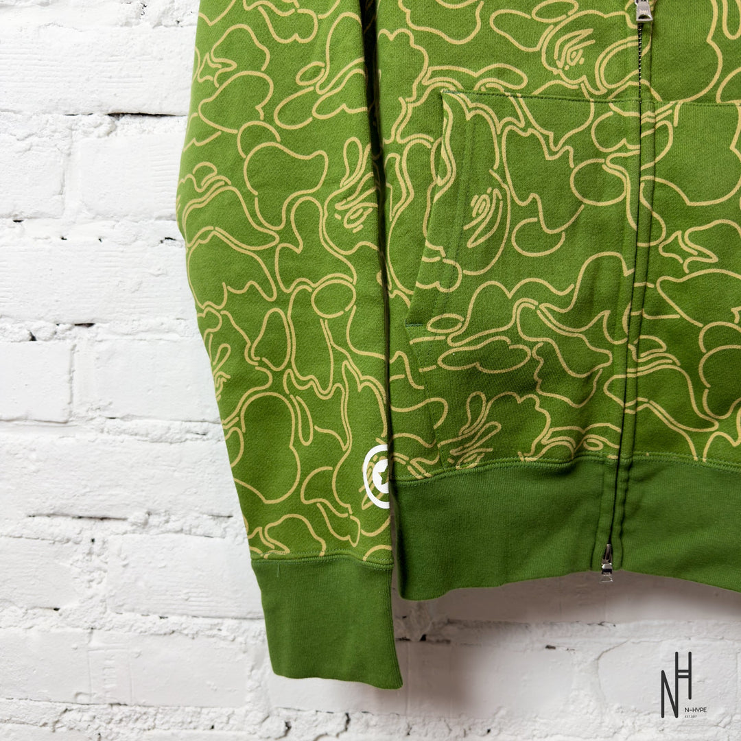 BAPE 30th Anniversary Line Camo Shark Full Zip Hoodie Green N-Hype streetwear hoodie.