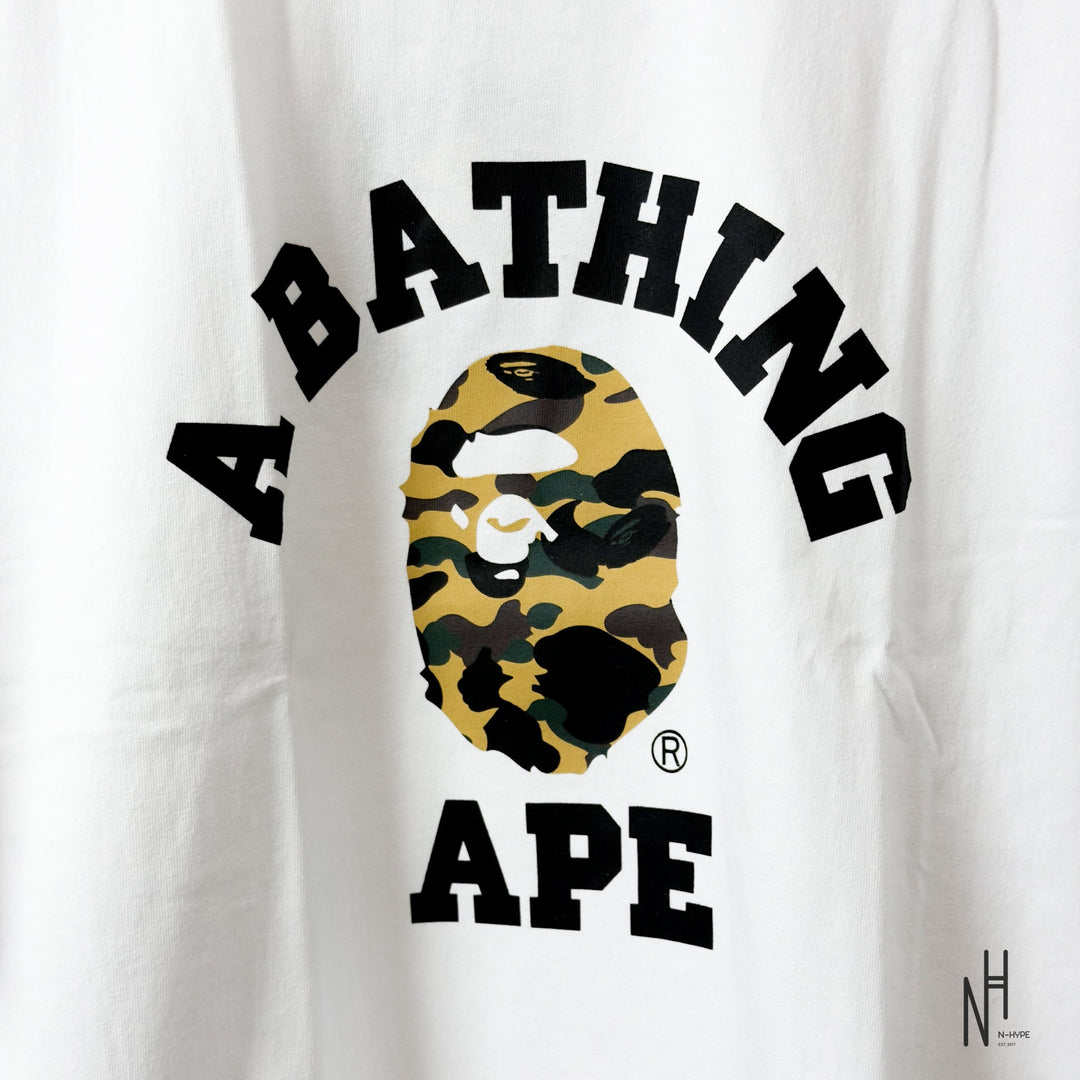 BAPE A Bathing Ape 1st Camo College Tee biała/z żółto N-Hype
