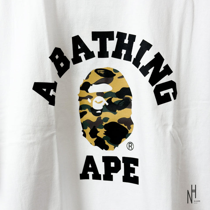 BAPE A Bathing Ape 1st Camo College Tee biała/z żółto N-Hype