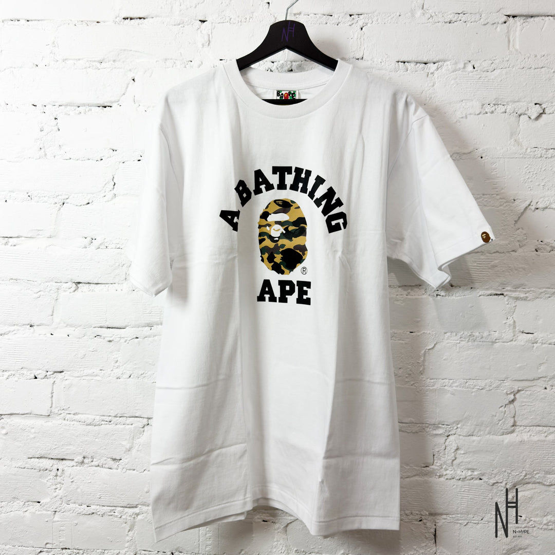 BAPE A Bathing Ape 1st Camo College Tee biała/z żółtym N-Hype