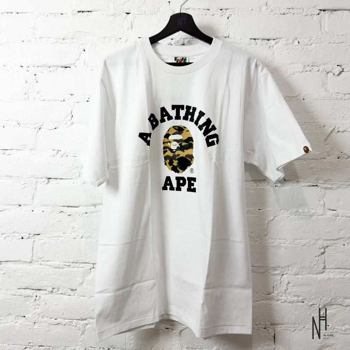 BAPE A Bathing Ape 1st Camo College Tee biała/z żółtym N-Hype