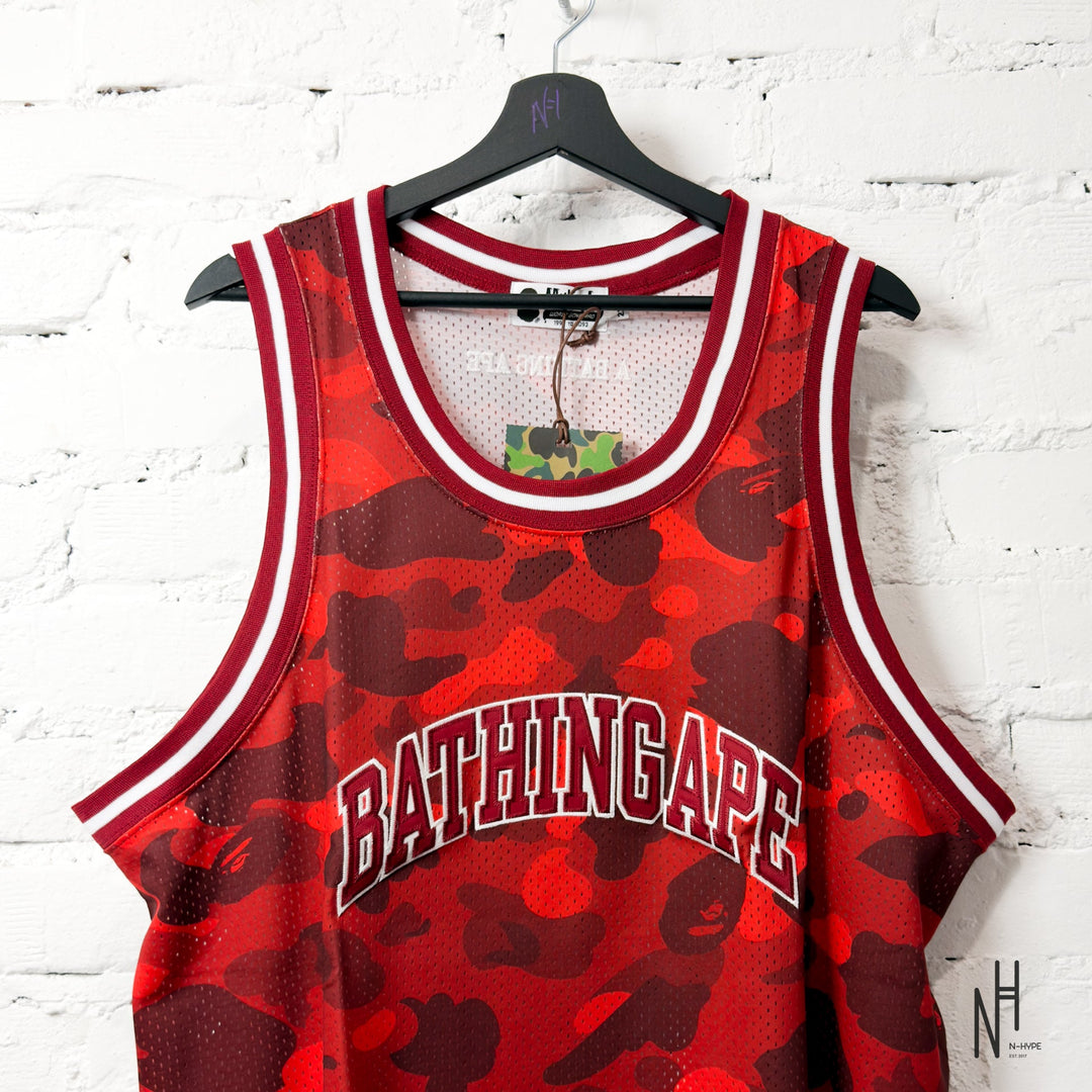 BAPE ABC Camo Basketball Tank Top Red męska koszulka N-Hype