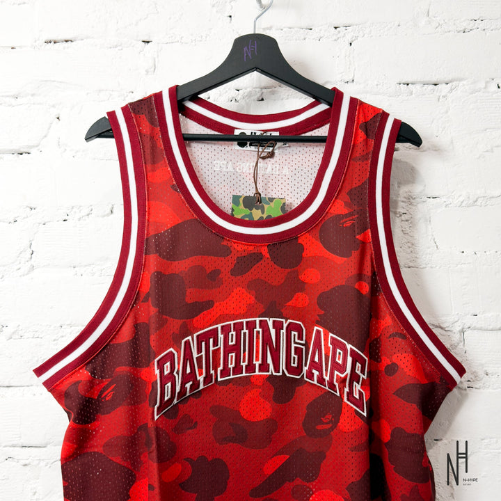 BAPE ABC Camo Basketball Tank Top Red męska koszulka N-Hype