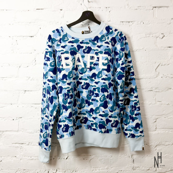 Bape ABC Camo Crystal Stone Crewneck Blue N-Hype sweatshirt men's fashion trend.