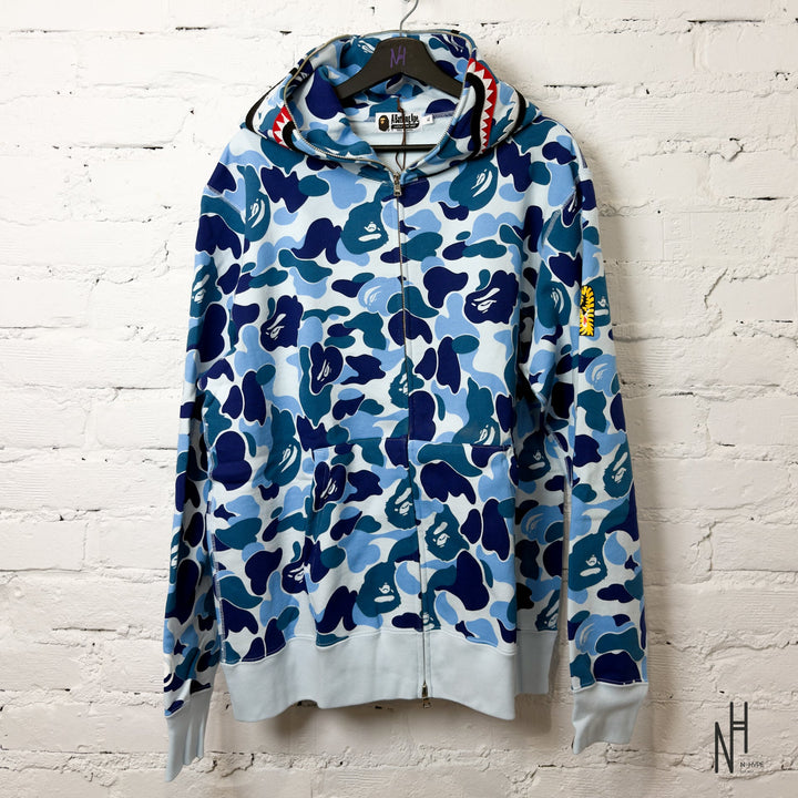 BAPE ABC Camo Shark Full Zip Hoodie Blue PONR - N-Hype