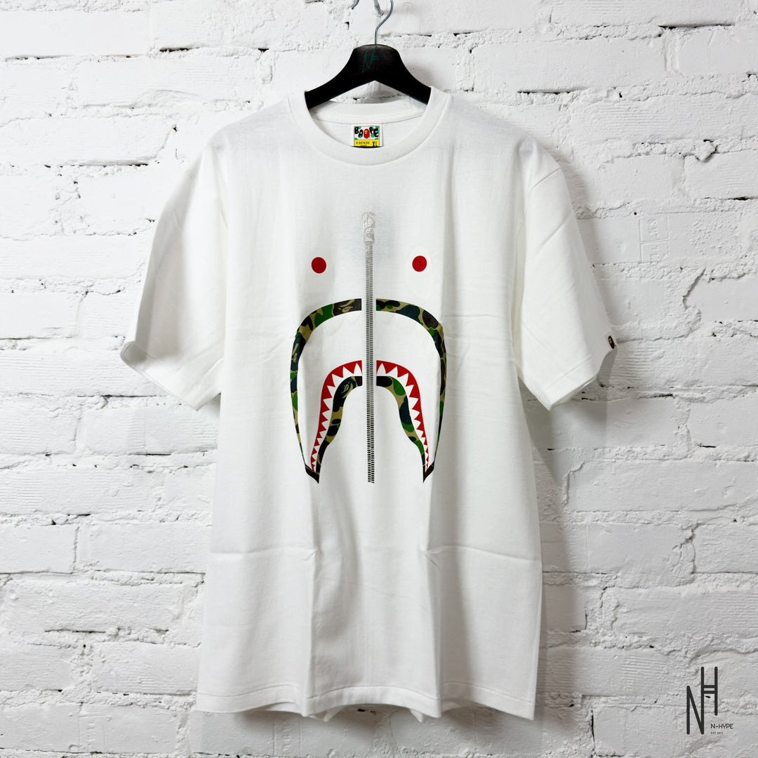 BAPE ABC Camo Shark Silver Zip Tee White Green koszulka męska N-Hype