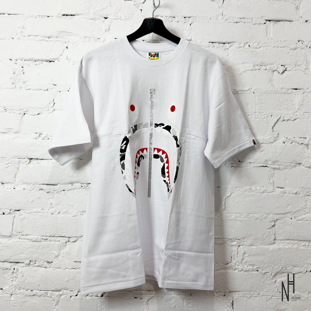 BAPE ABC Camo Shark Silver Zip Tee White Grey koszulka męska N-Hype
