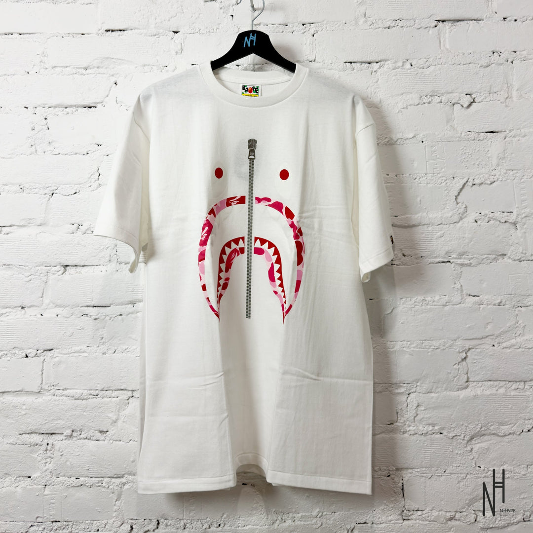 BAPE ABC Camo Shark Silver Zip Tee White Pink koszulka męska N-Hype