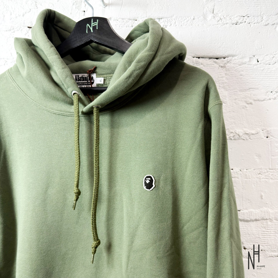 Bape Ape Head One Point Pullover Hoodie Olive Drab N-Hype.