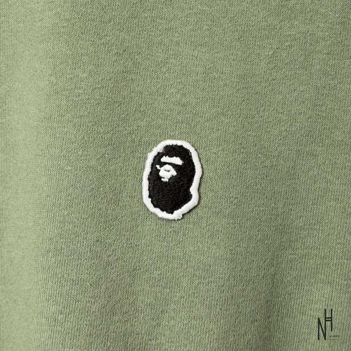 Bape Ape Head One Point Crewneck Relaxed Fit Olive Drab N-Hype streetwear sweatshirt.