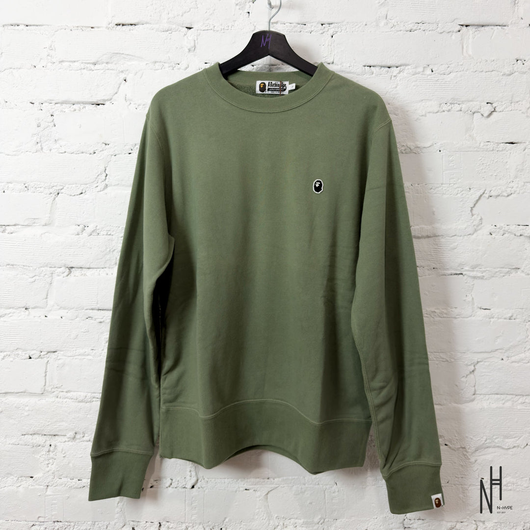 Bape Ape Head One Point Crewneck Relaxed Fit Olive Drab koszulka męska N-Hype.