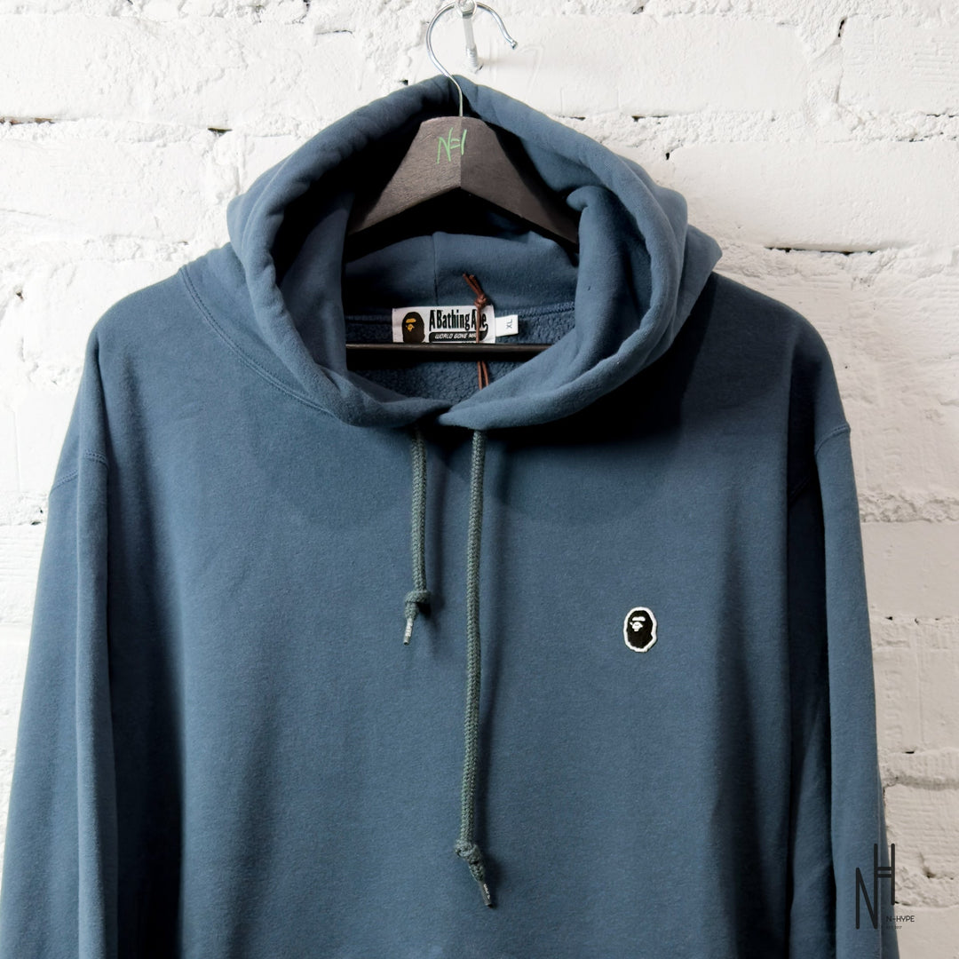 BAPE Ape Head One Point Pullover Hoodie Navy N-Hype logo kangurka streetwear